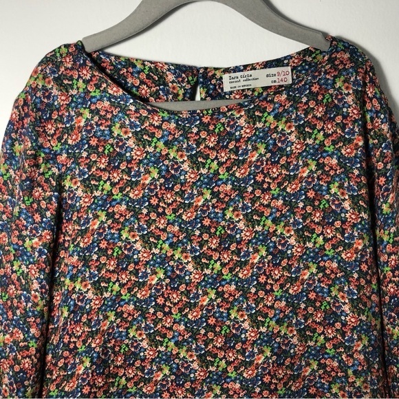 Zara Girls Casual Collection Long Sleeve Retro Floral Pattern Size 9/10 cm 140 - Picture 4 of 7
